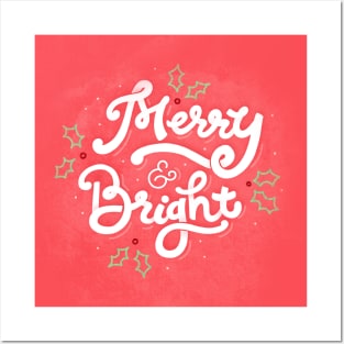 Merry & Bright - Christmas - Hand Lettering Posters and Art